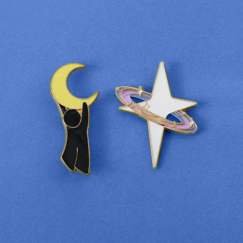 Creative Fashion "Pick the Stars For You" Design Metal Enamel Brooch Best Friend Couple Brooch Pin Cute Badge Gift Jewelry