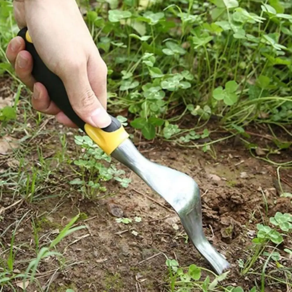 Two-Pronged Fork Hand Weeder Tool with Ergonomic Handle Durable Garden Weeding Fork Multi-purpose Sturdy Root Extractor Gardens