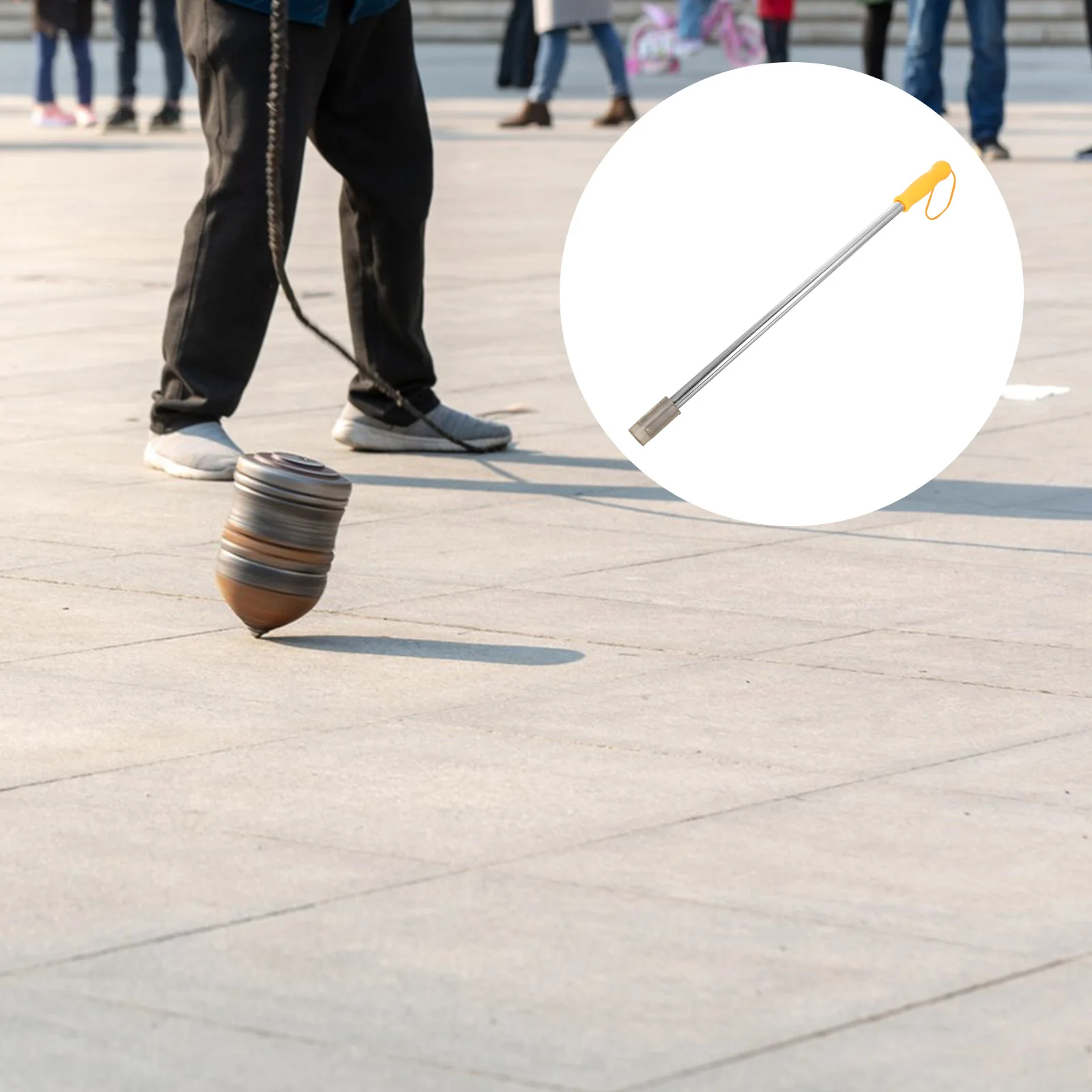 

Gyro Stainless Kids Wooden Pole Rotating Top Traditional Accessories Optimal Weight Long Term Use Easy