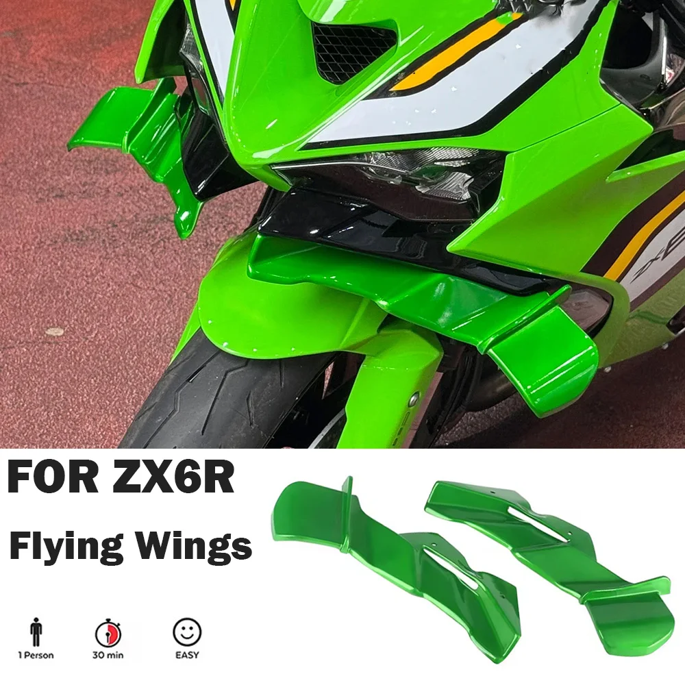 

New FOR Kawasaki ZX-6R zx 6r Motorcycle Accessories Modification Parts Front Fairing Winglets Aerodynamic Guard Spoiler Kit