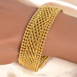 ZEA Dear Wide Copper Chain Bracelet Unisex 18K Gold plated wristband Miami Curb Bracelet Punk Hip Hop Jewelry Gift Men Women