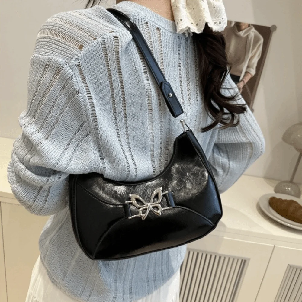 

Trendy Korean Butterfly Shoulder Bag Leisure Y2k Leather Sling Bags Versatile Sweet Zipper Tote Bag Handbag