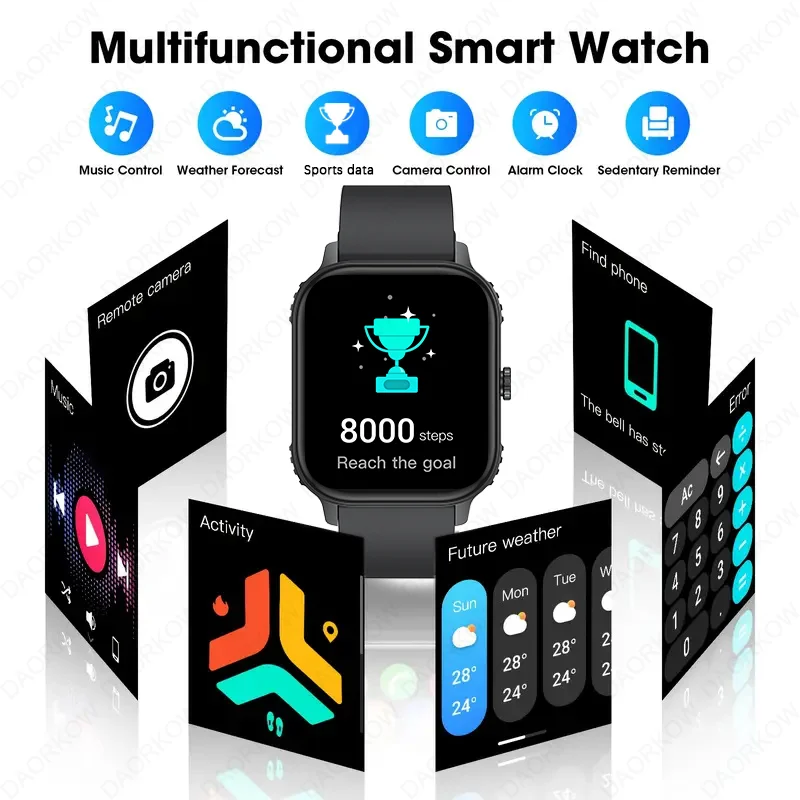 من DAORKOW الرجال النساء 1000mAh AMOLED 100 + الرياضة معدل ضربات القلب HD بلوتوث دعوة GPS المسار مقاوم للماء ساعة ذكية لنظام iOS أندرويد #5