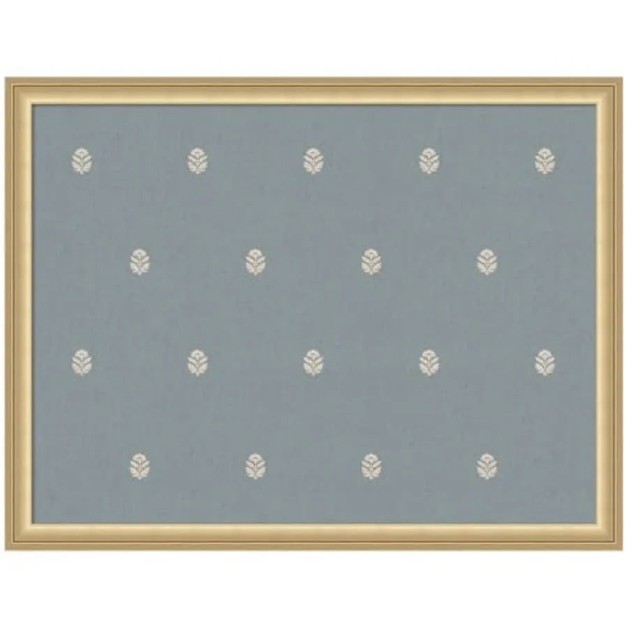 

Настенная доска для заметок в рамке, 26 x 20 дюймов, синяя, с ботаническим принтом, из льняной ткани, классическая доска для заметок, для использования в качестве доски для мечтаний или настенной доски.