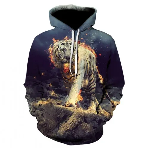 Men 3D Sweatshirt Harajuku Lion Head Hoodie New Animal-character Print Hoodie Retro Style Oversize Street Hoodies Pullover Tops