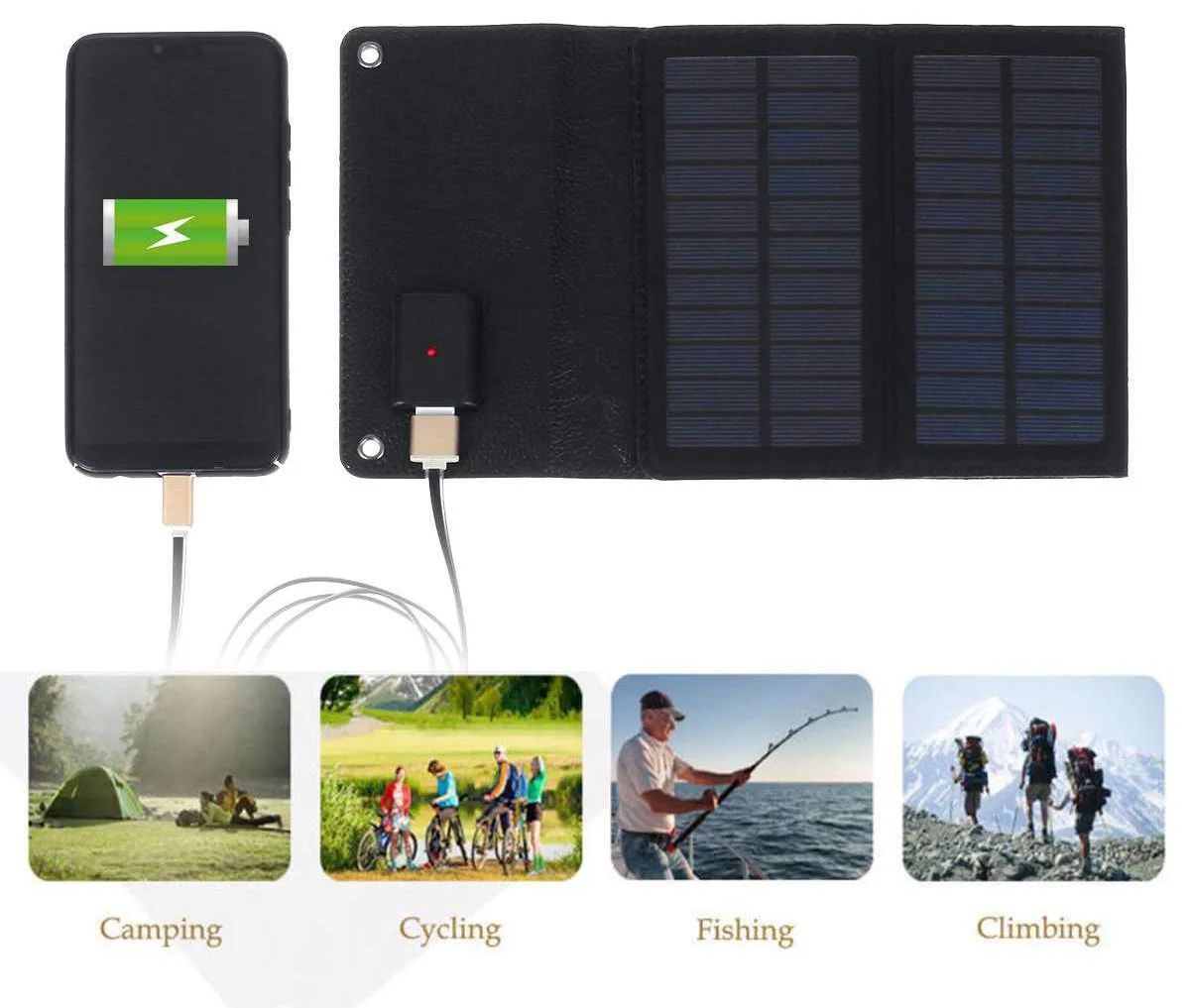 600W Foldable Solar Panel Phone Charger 5V Solar Panels Plate USB  Solar Panels Power Bank for Cell Phone Camping Emergency