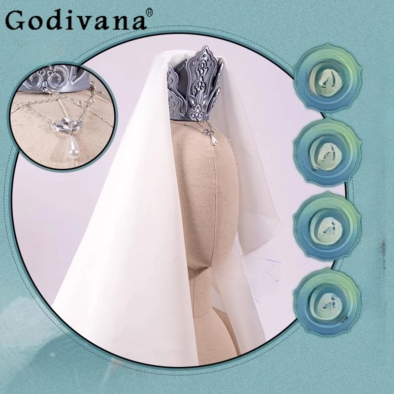 Yuan Carnevale Costume Cosplay Donna Copricapo bianco Accessori Cos Party Outfit Abbigliamento da strada femminile Abiti da festival