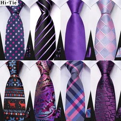 Hi-Tie Boy Silk Tie For Children Purple Paisley Child Necktie 120CM Long 6CM Wide Luxury Designer Handky Fashion Student Tie
