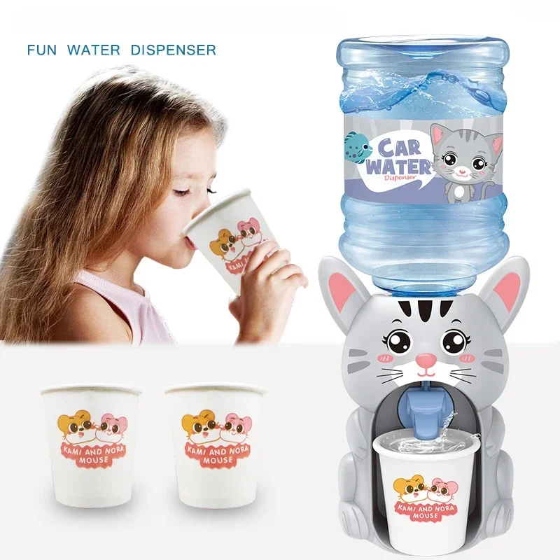 Mini Water Dispenser Cute Baby Toy Drinking Water Cooler Lifelike Children Cartoon Simulation Device for Kid Home Decor Ornament