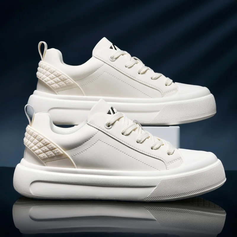White Minimalist Sneakers For Men Comfy Leather Casual Sneakers Man Platform Skateboard Shoes Outdoor Low-cut Men's Sports Shoe