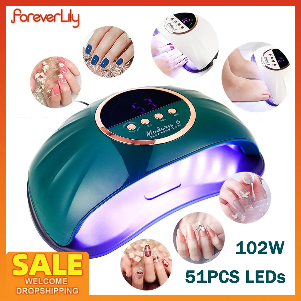 

102W UV Nail Dryer Machine 51PCS LEDs UV Manicure Lamp Home Use Nail Gel Fast Drying Lamp For Drying Nails Polish Varnish Device