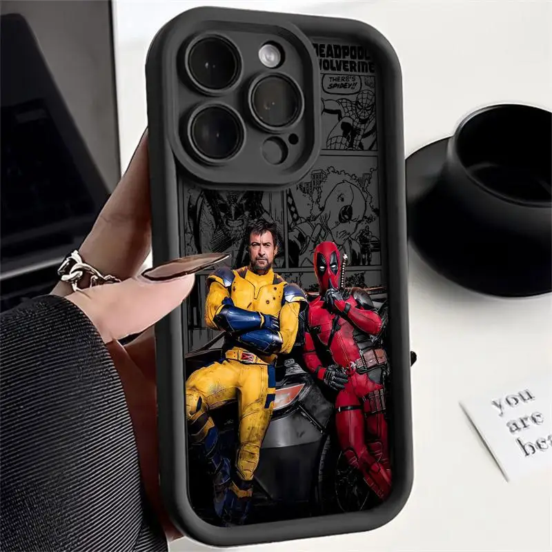 Marvel Deadpool And Wolverine Soft Liquid Silicone Phone Case For iPhone 11 12 13 14 15 Pro Max Plus Shockproof Back Cases Cover