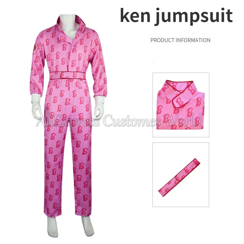 Film Barbi Ken Cosplay Kostüm Ryan Gosling cos rosa Brief Overall Sport tragen Halloween Karneval erwachsene Männer Bodysuit Outfit