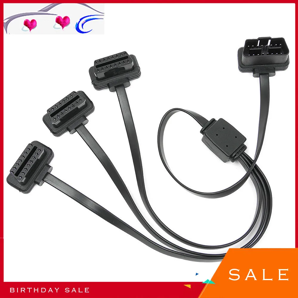 Obd 2 Splitter Extension 1 To 3 Y Cable Male Three Port To Female For Diagnostic Adapter Obd2 Car Tools Auto Accessories