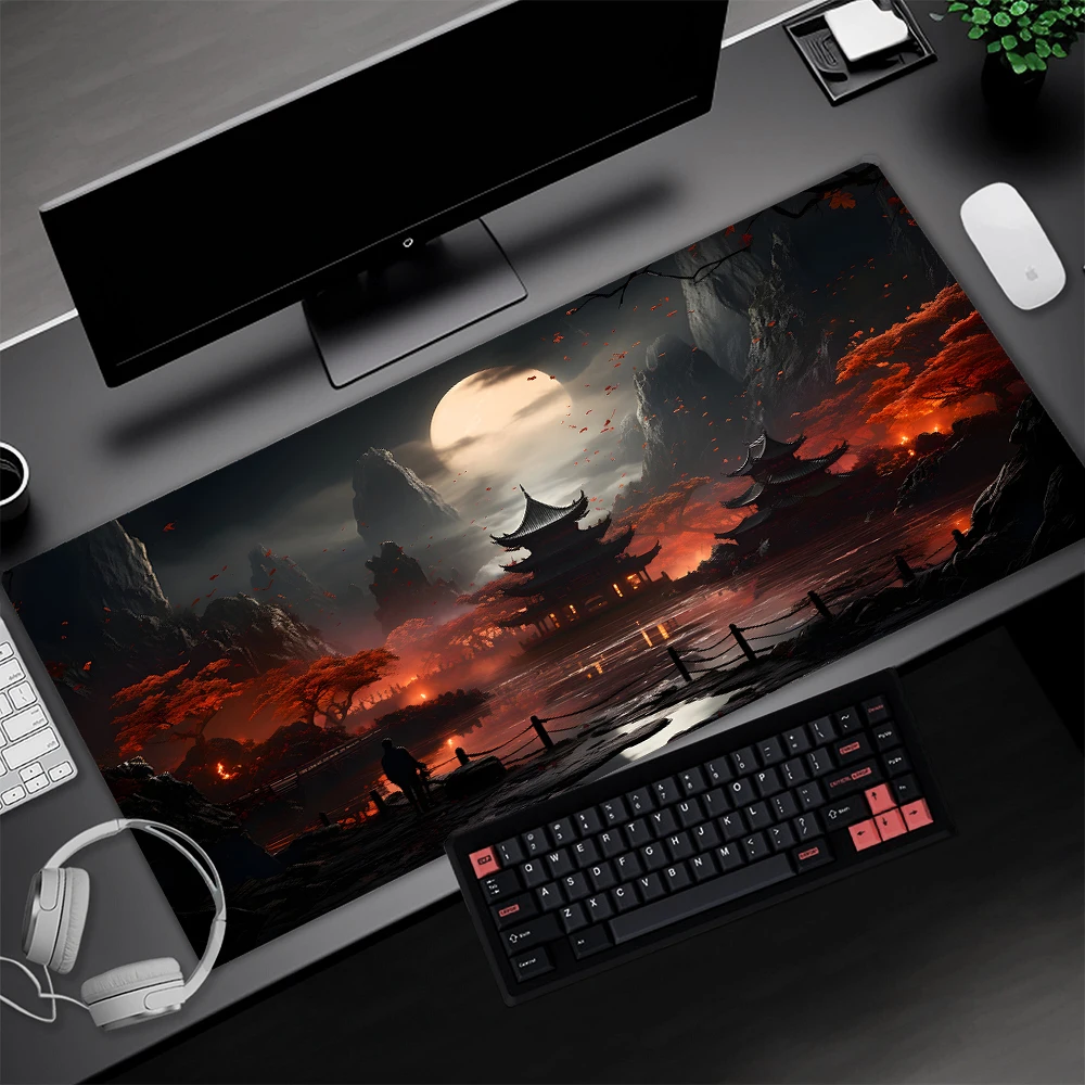 Large Mouse Pad Rubber Black Xxl Carpet Keyboard Gaming Accessories Full Table Mausepad Giant Japanese Mouse Mat Landscapes