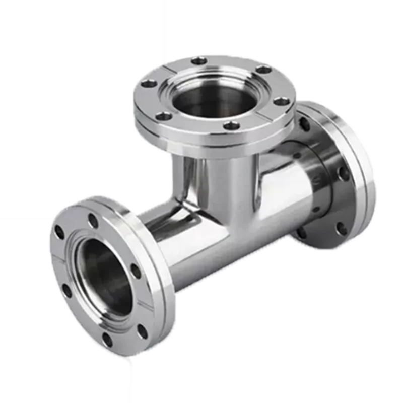 Il raccordo flangiato a croce 2 ultra alto CF a 3 vie in acciaio inossidabile SS304 SS316L può essere ruotato con vuoto per tubazioni