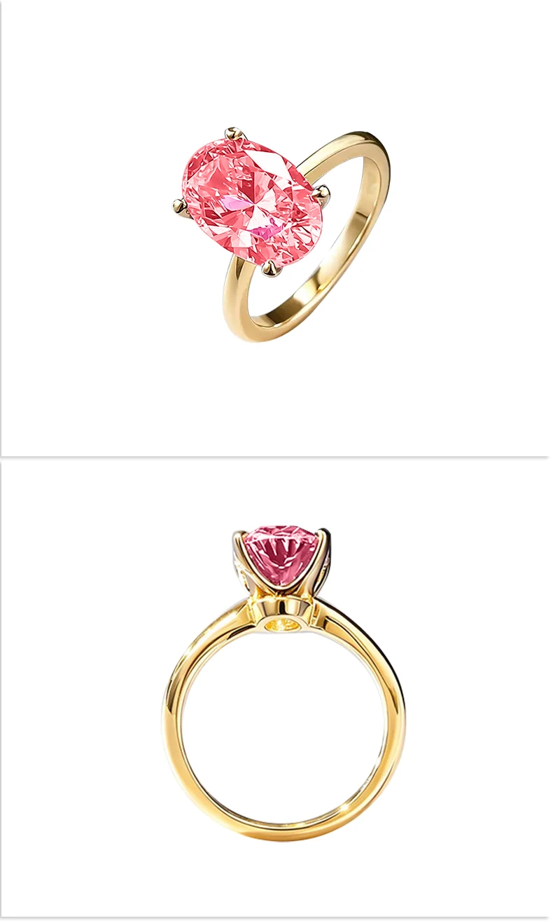 JEWELLWANG 18K Gold Personalisierte Ringe Ovaler Schliff Laborgezüchteter Saphir Padparadscha Ring Damen Verlobungs- und Antragsring Edelschmuck – Detail 15