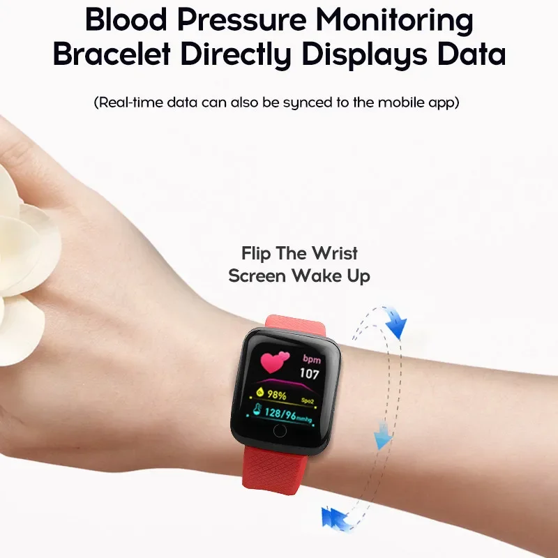 116 PLUS Smart Watch Color Screen Heart Rate Blood Pressure Blue-tooth Monitoring IP67 Waterproof Sport Smart Bracelet