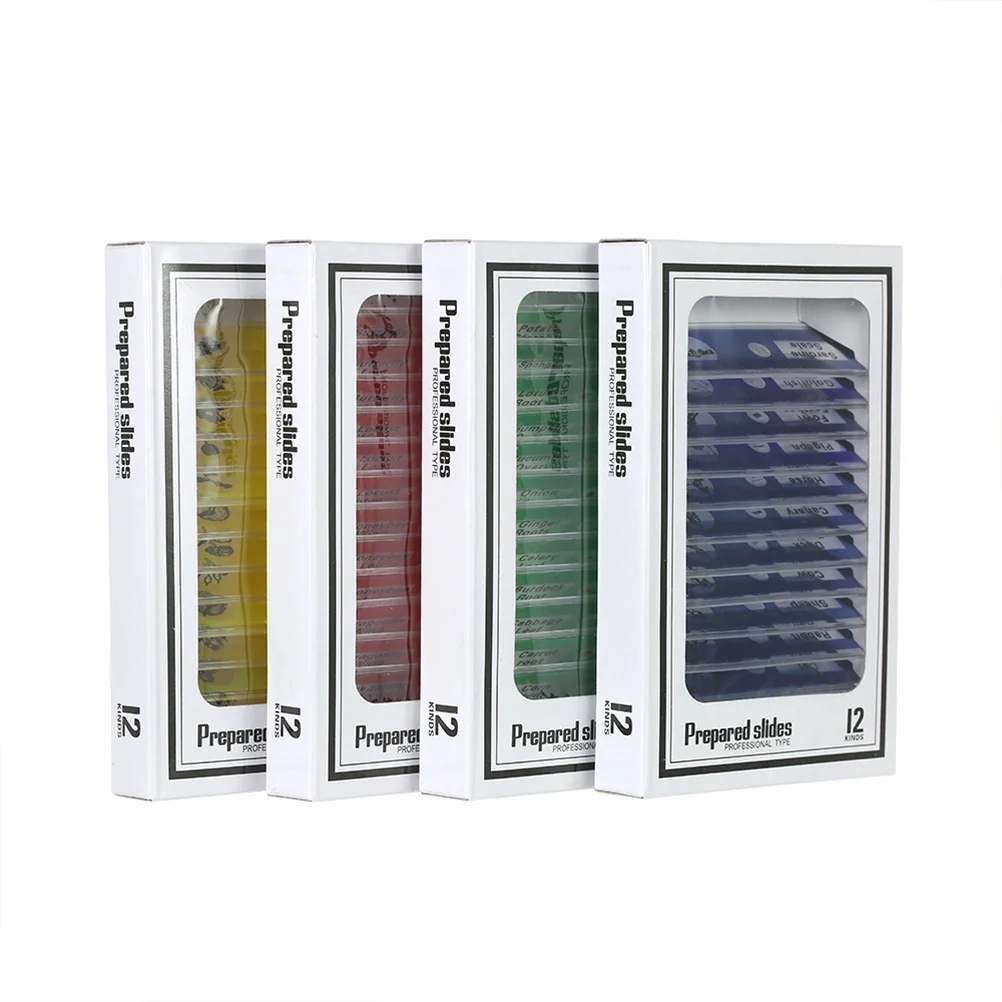 

24Pcs Biological Slides Plastic Prepared Specimens Set Marked Names Microscope Educational Green Plant Sample for Science