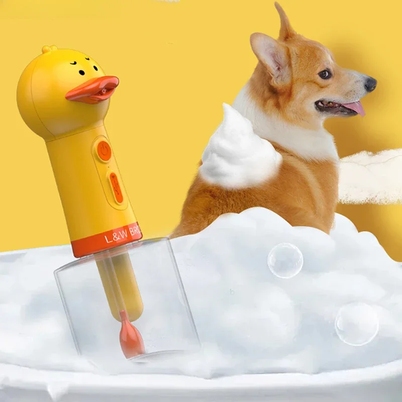 

Yellow Duck Pet Cleaning Machine Type-C Charging Automatic Soap Dispenser Bathing Electric Foam Machine Pet Accessories