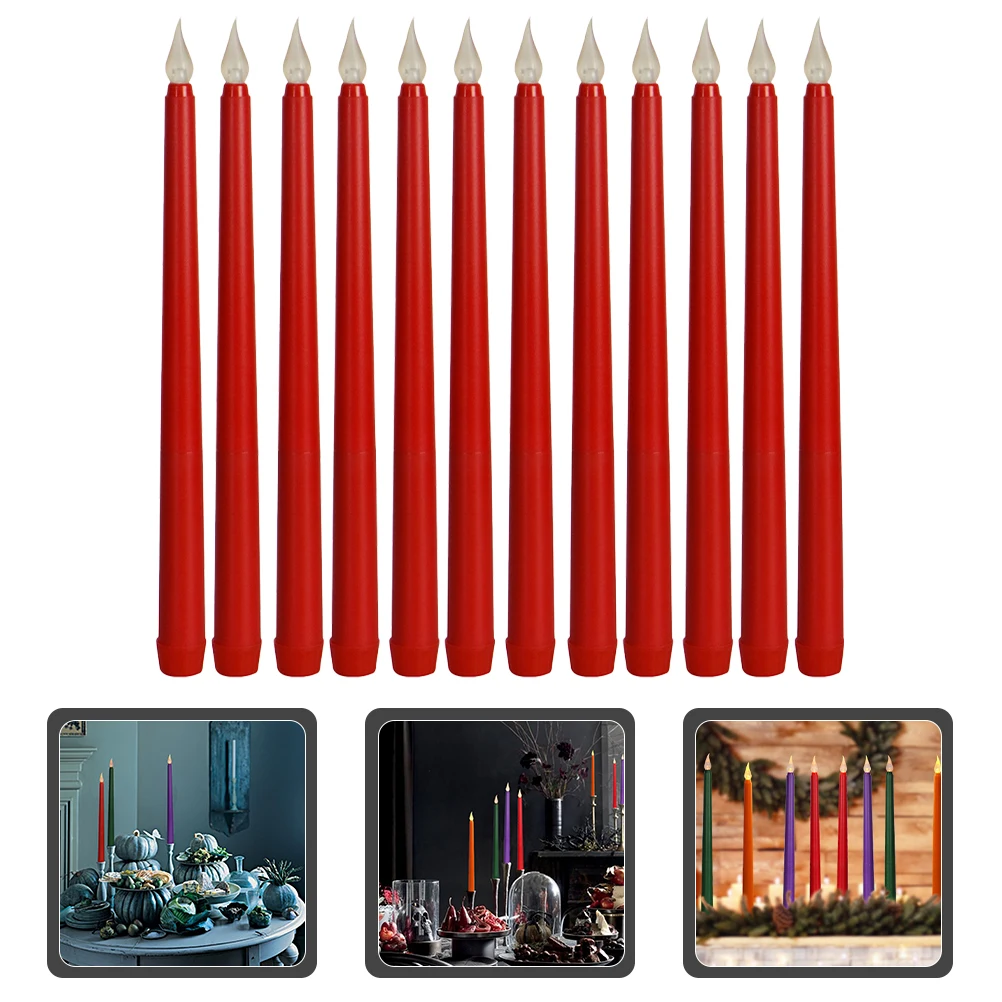 

12pcs LED Taper Electric Candles Lights Flameless Warm Glow Operated Home Party Led Taper Candles Decor