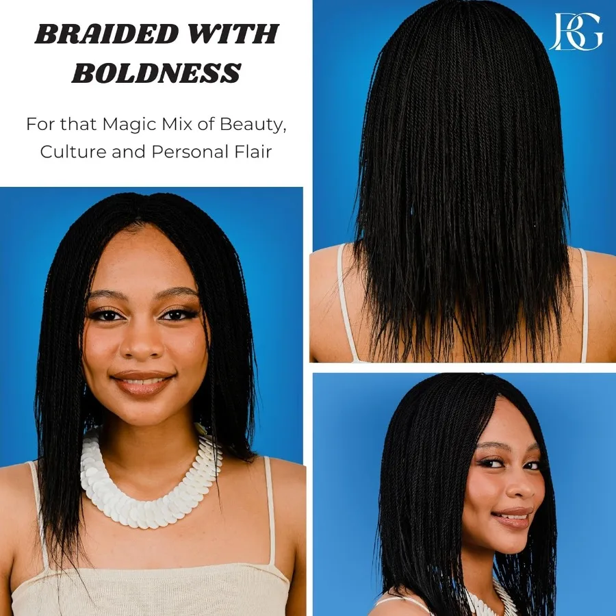 باروكات ملتوية 12 بوصة مايكرو مليون شعر مستعار مضفر خفيف الوزن وناعم تصفيفة الشعر الاصطناعية المضفرة مع الدانتيل الأمامي بدون صمغ C