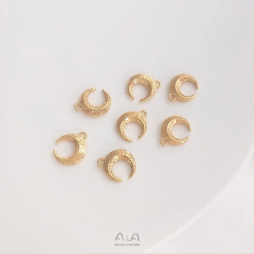 1Pcs Liontin Tembaga Warna Emas 14K Bentuk Bintang Bulan Aksesoris Buatan Tangan untuk Anting DIY, Gelang, dan Liontin