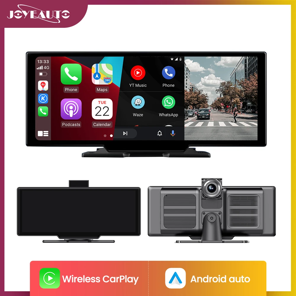 

JoyeAuto 10.26" Car Mirror Video Recording Wireless Carplay Monitor Android Auto dashboard DVR Automotive Multimedia Player MP5