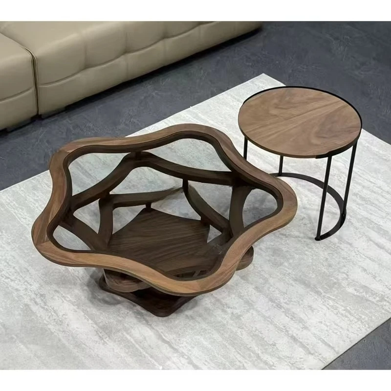

Design Living Room Home Furniture Glass Top Round Metal Frame Coffee Table Set