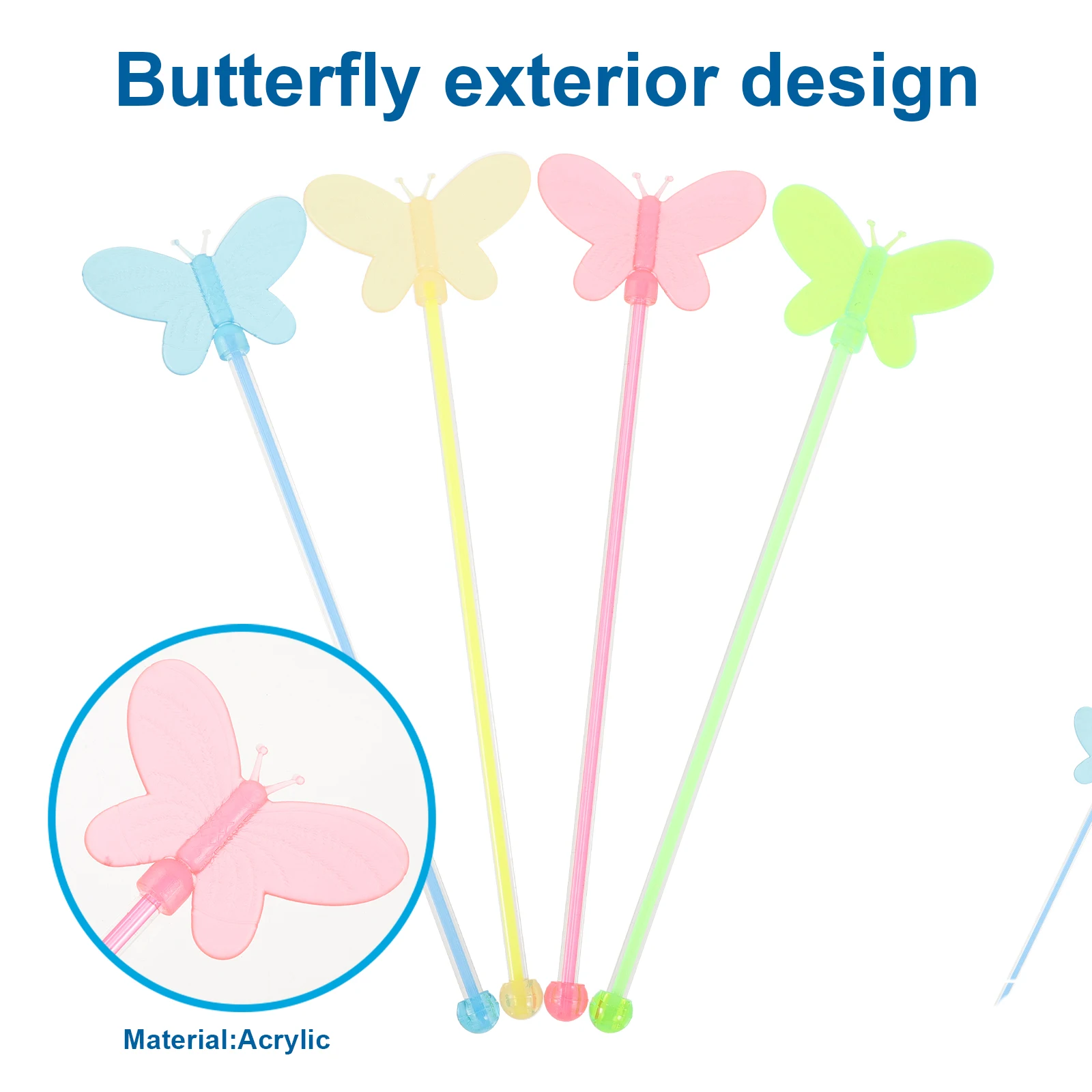 Cocktail Stirring Sticks Drinks Stirrers Butterflies Mixing Stirring Sticks Mixing Stick Butterfly Shaped Mixing Stick 10pc