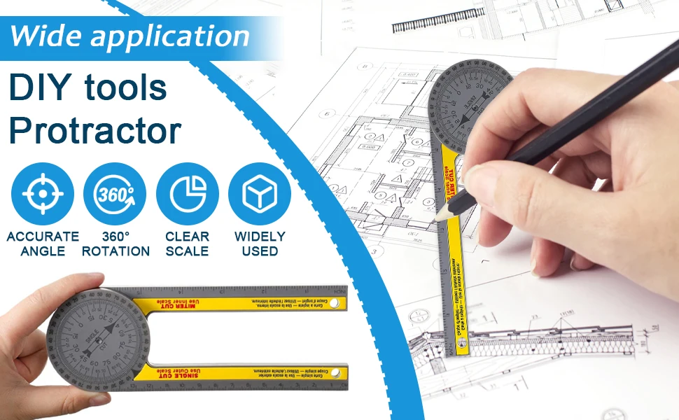 

Miter Saw Protractor Professional Precise Woodworking Accessory Rotating Angle Measuring Ruler Locator Measurement Tool