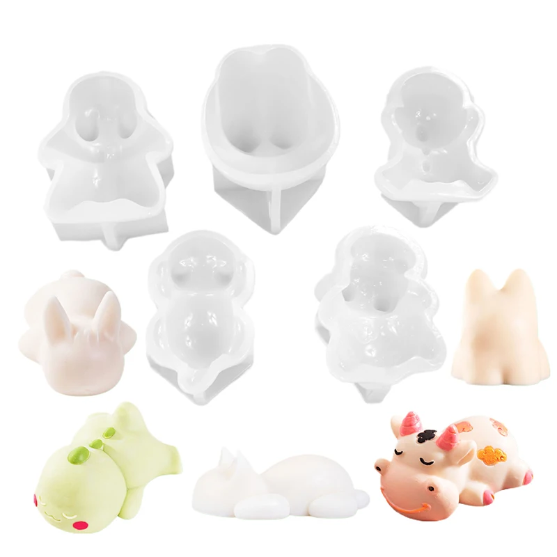 Lying Dragon Kitty Milk Pudding Silicone Mold Custard Mold Cute Cartoon Jelly Cake Cake Mold Cake Decoration Baking Bakery Tool