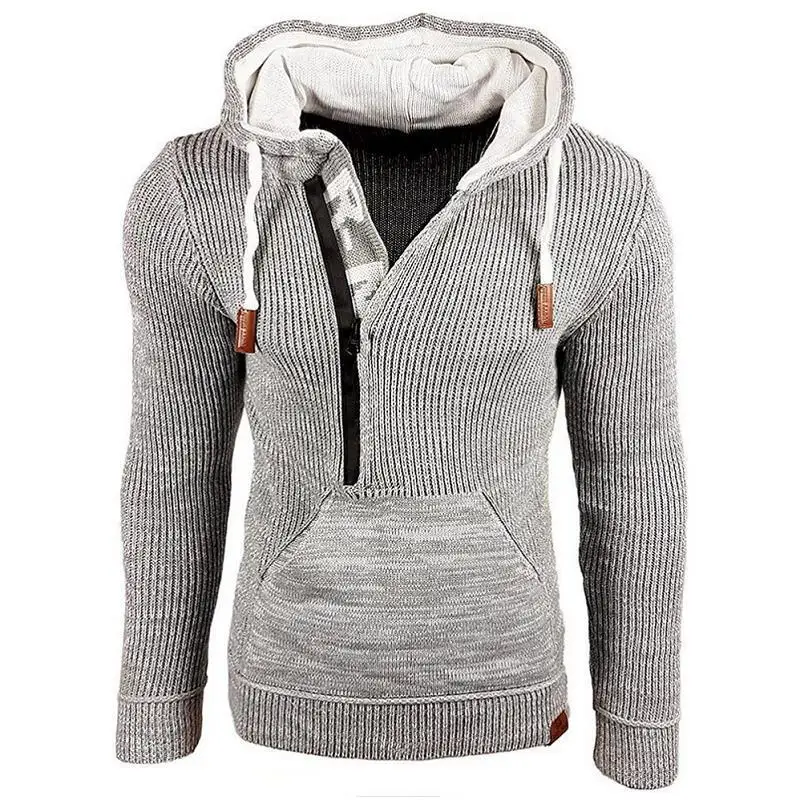 Men's Autumn/Winter Sweaters Hooded Pullover Knitted Sweatshirts Long Sleeve Cardigans