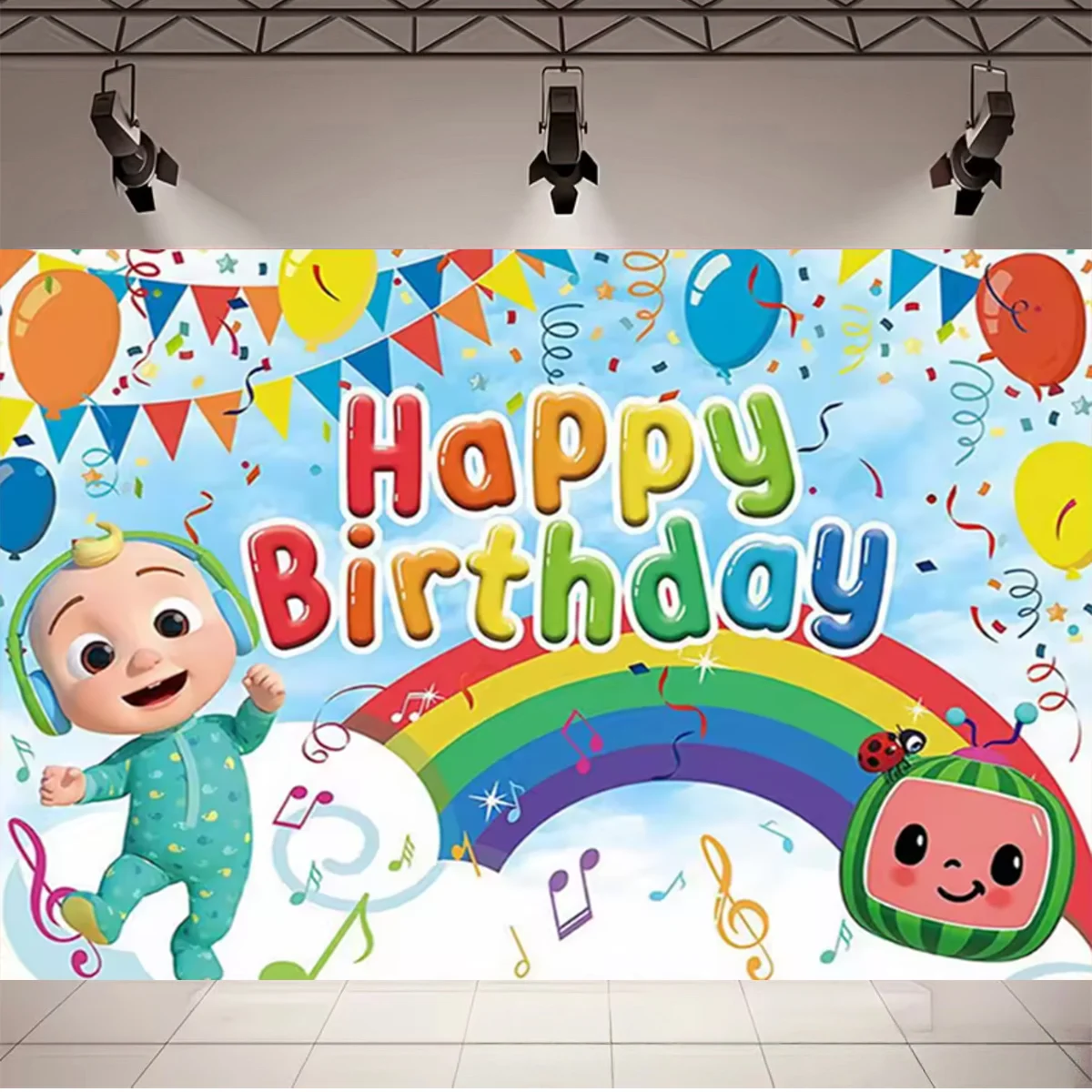 Cartoon-Jungen- und Mädchen-Geburtstagsparty-Dekorationshintergrund, niedliches grünes Wassermelonen-Thema, Kindergeburtstag, Babyparty-Dekorationszubehör – Detail 8