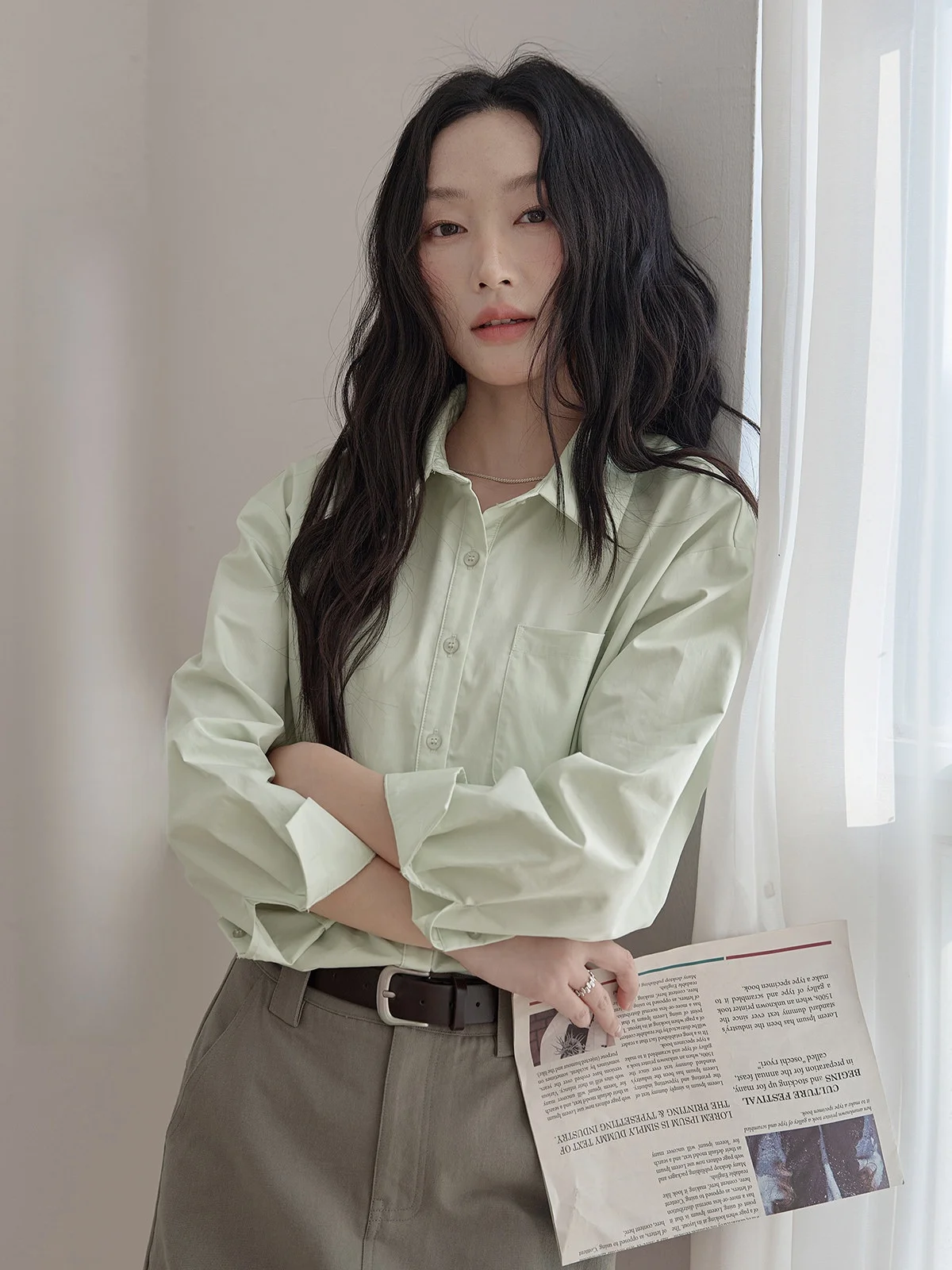 

Ele Long Sve irt Women's Faionable Asymmetrical Spring New Arrival Comfortable Breathable Korean Sle Casual Wear