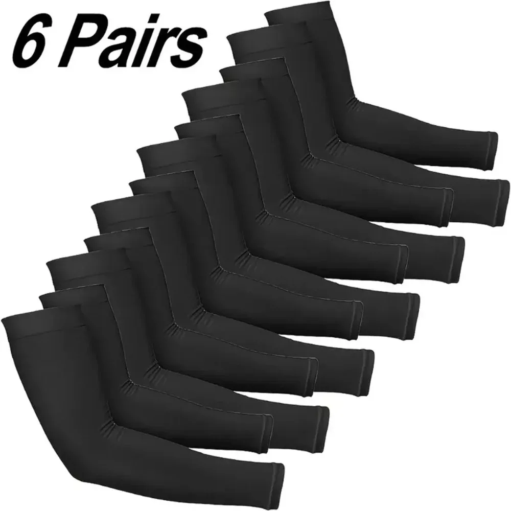 Unisex Compression Arm Sleeves 6 Pairs - Cooling Breathable UV Protection for Running Cycling & Outdoor Sports