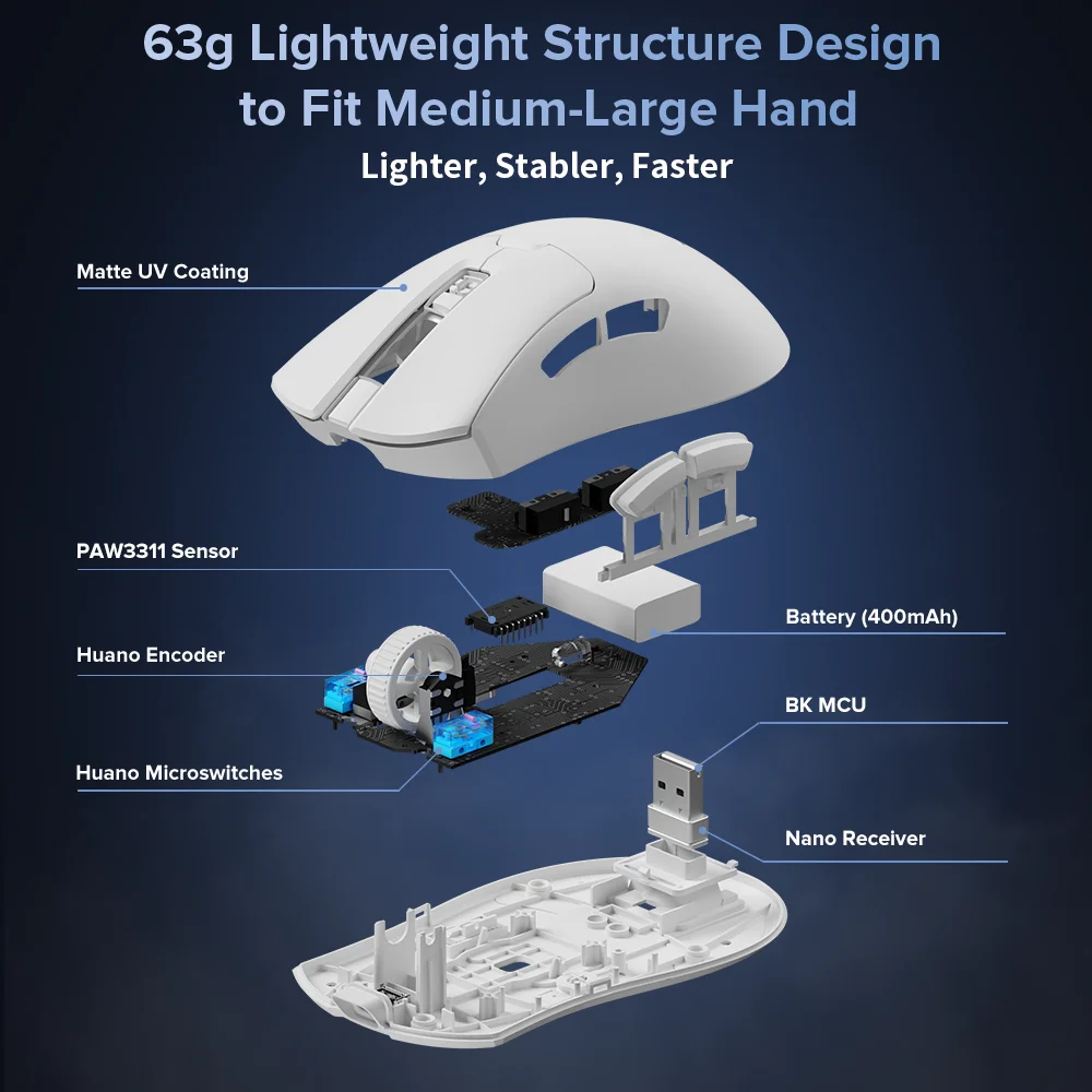 Imagem -05 - Mouse Ergonômico sem Fio para Jogos Ratos com Fio Recarregáveis para pc Grande Hand Paw3311 Doca Magnética de Carregamento Rgb Delux-m900