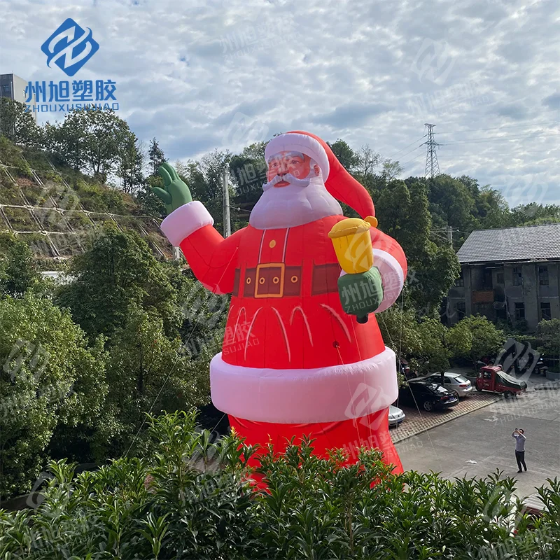 Papá Noel inflable de tamaño gigante de 10m, enorme hombre de Navidad para decoración cuadrada