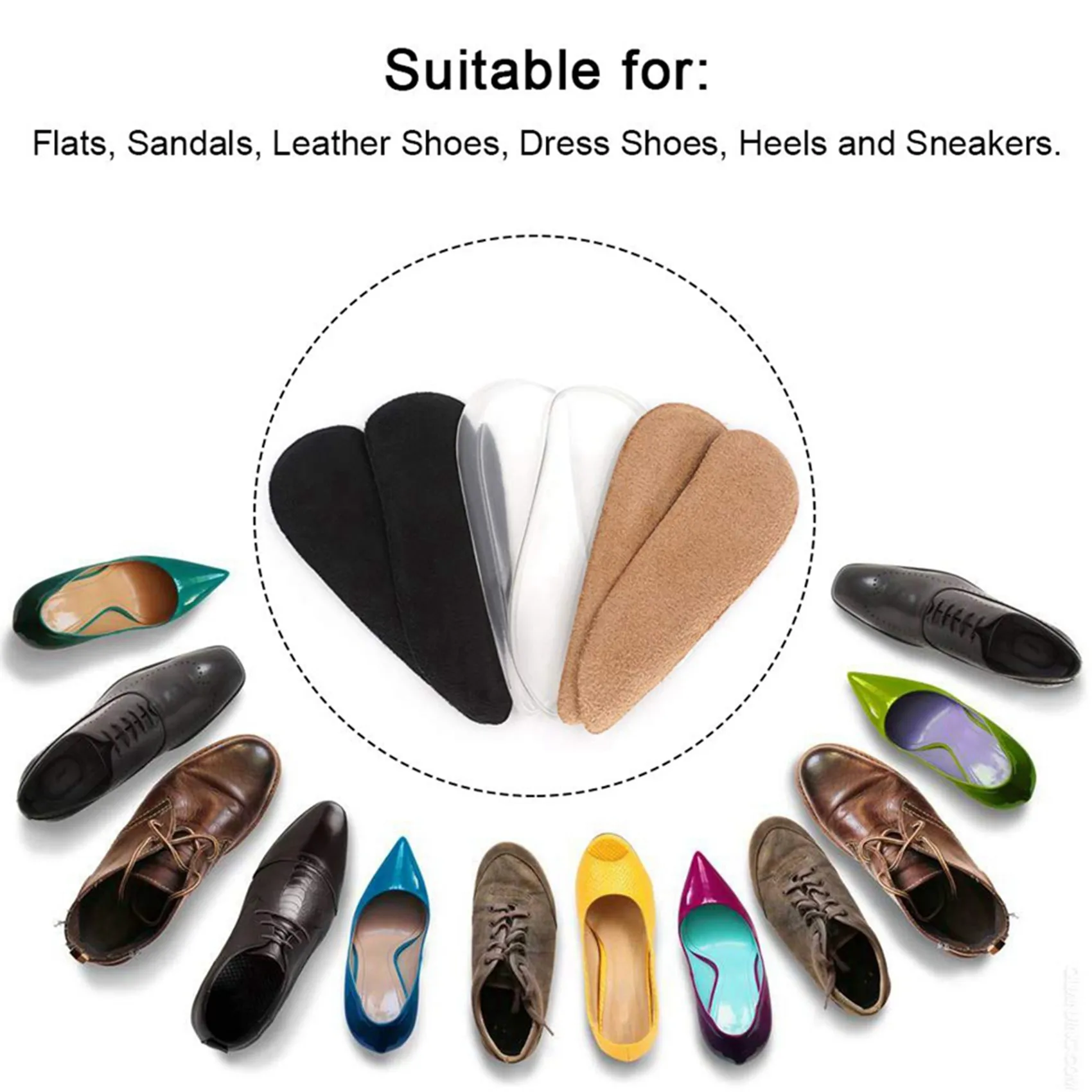 

FX-3X Medial & Lateral Heel Wedge Silicone Insoles For Supination And Pronation, Adhesive Gel Shoe Inserts For Bow Legs