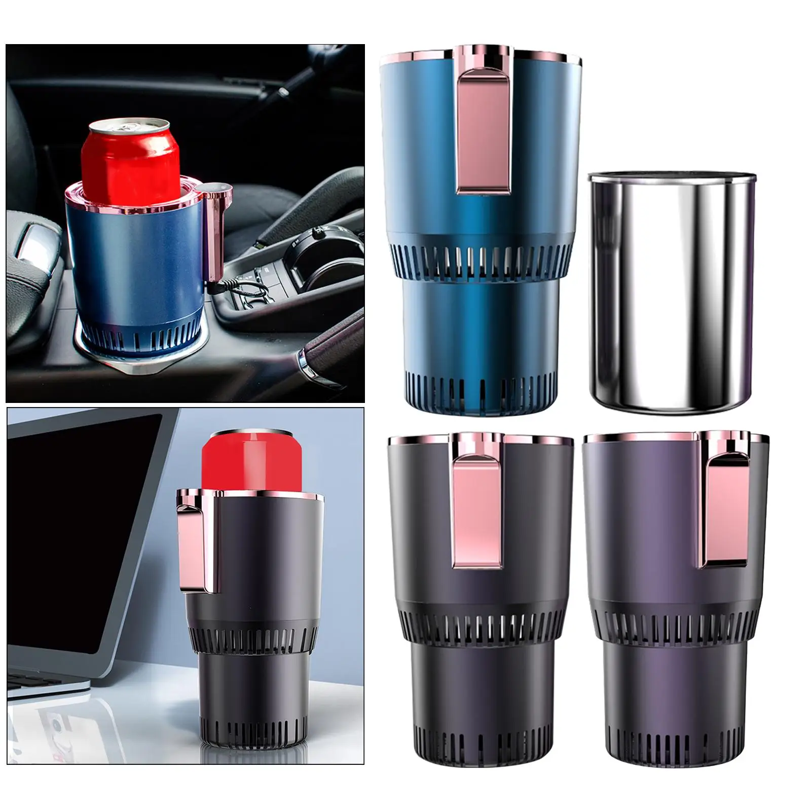 Smart Electric Car Cup Warmer Portable Mini Refrigerator with Touch Display Heating and Cooling Function for Milk Coffee Mug