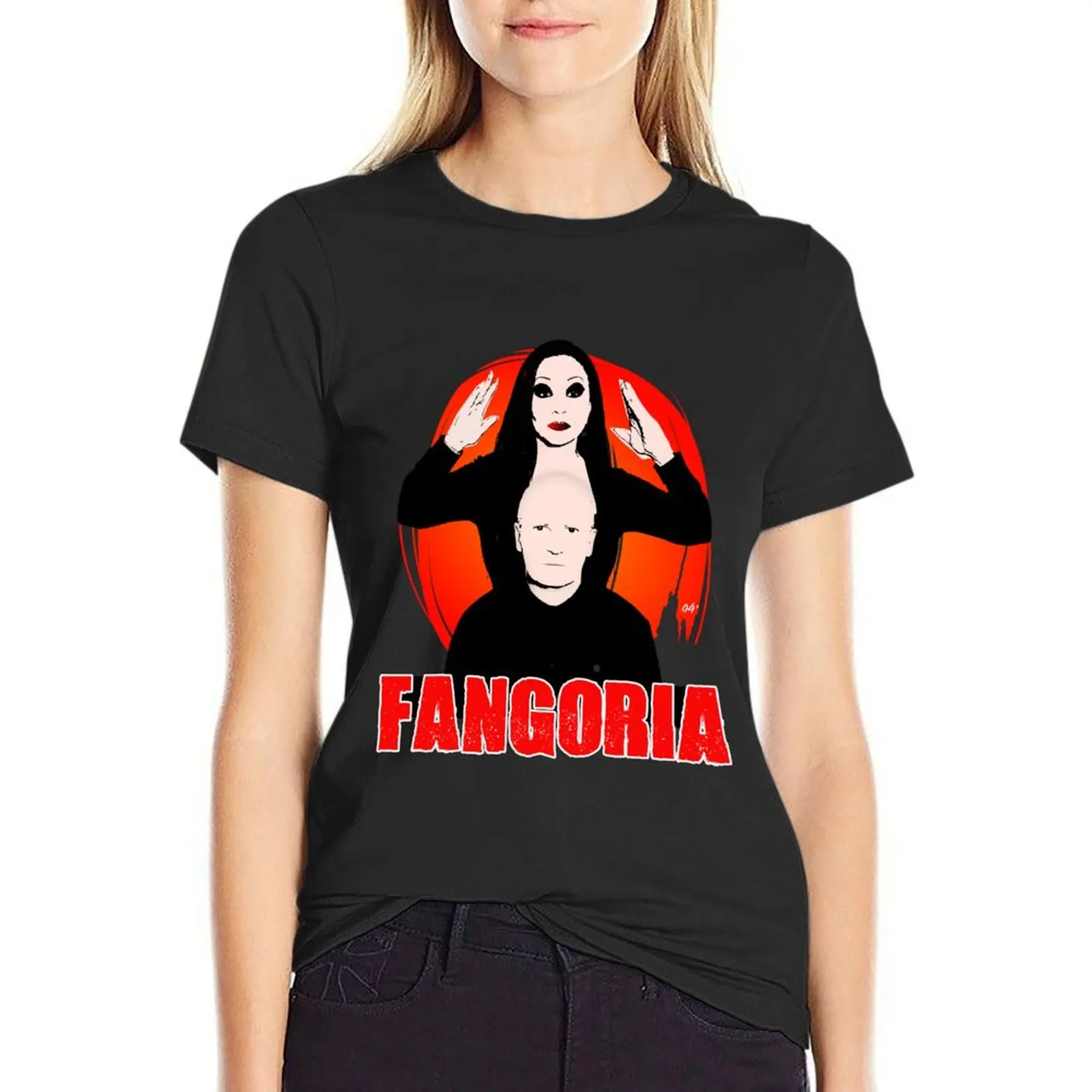 

fangoria T-Shirt Short sleeve tee funny animal print Summer Women's clothing