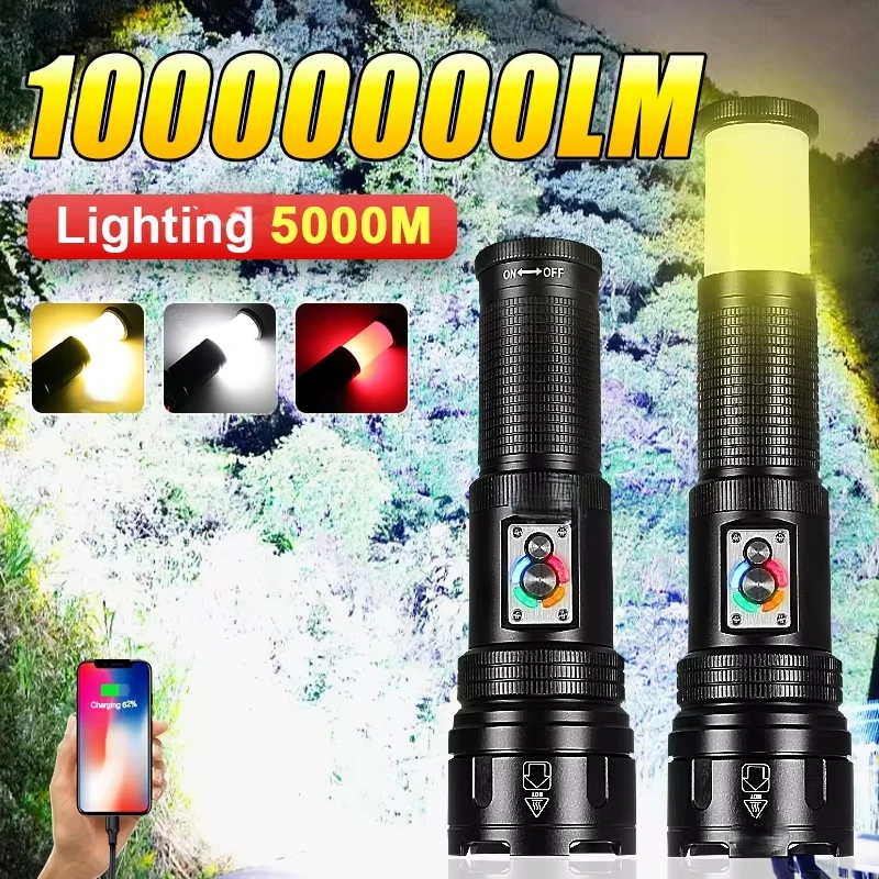 

Новый мощный светодиодный фонарь 300 Вт, перезаряжаемый через USB, многофункциональный тактический фонарь с дальностью действия 5000 м, яркий свет, для рыбалки