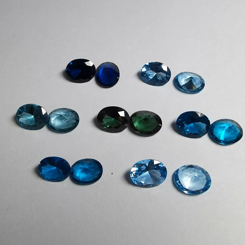

Synthetic gem Oval Shape Synthetic Spinel Stone Brilliant Cut Blue Stone For Jewelry can be set with high-temperature wax