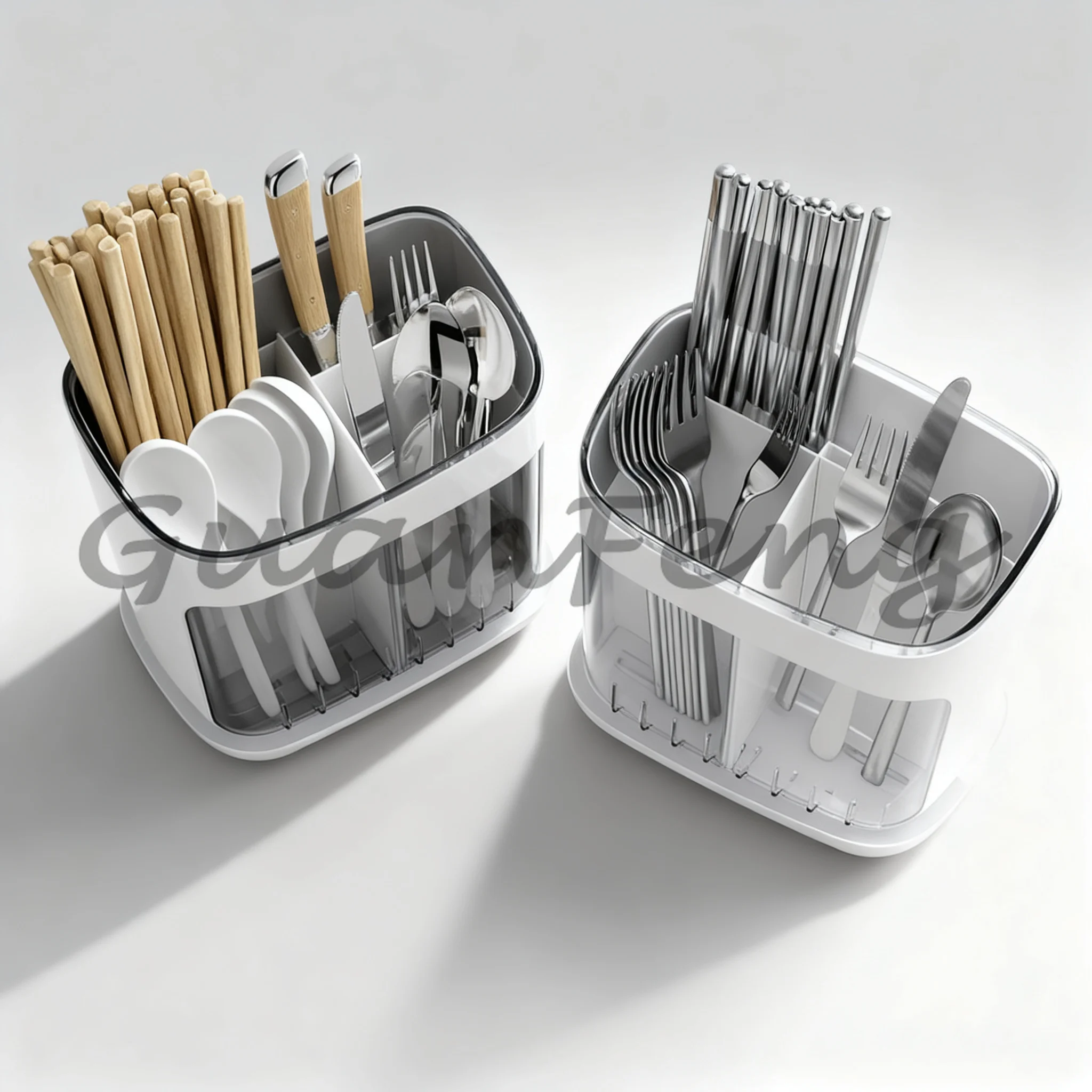 Detachable Plastic Kitchen Cutlery Drainer, Tableware Storage Rack for Chopsticks, Spoons and Kitchen Utensils