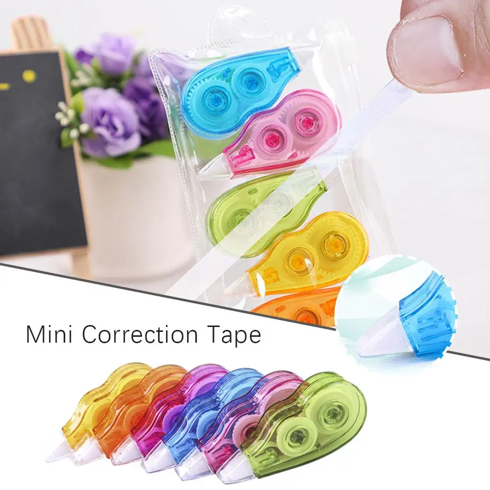 NEW High-end 6Pcs/Set Mini Correction Tape Soft Grip Smooth Operation Plastic Cream Glue Office School Roller Stationary Supplie