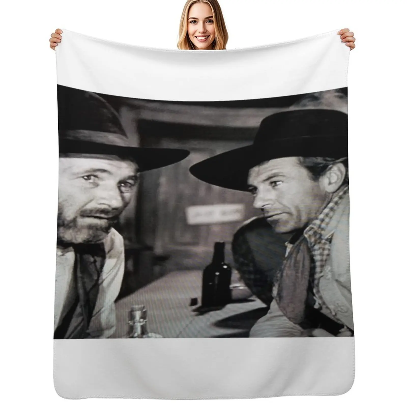 

Gary Cooper and Walter Brennan in The Westerner Throw Blanket Cute Furrys Plaid on the sofa Shaggy Blankets