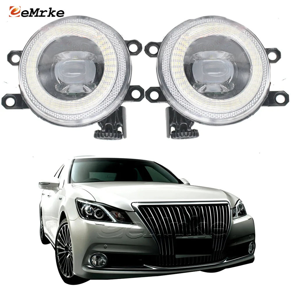 

2-pcs Car Led Fog Lamp Assembly Cut-Line Lens for Toyota Crown Majesta S210 2013 2014 Angel Eyes DRL Halo Daytime Running Lights