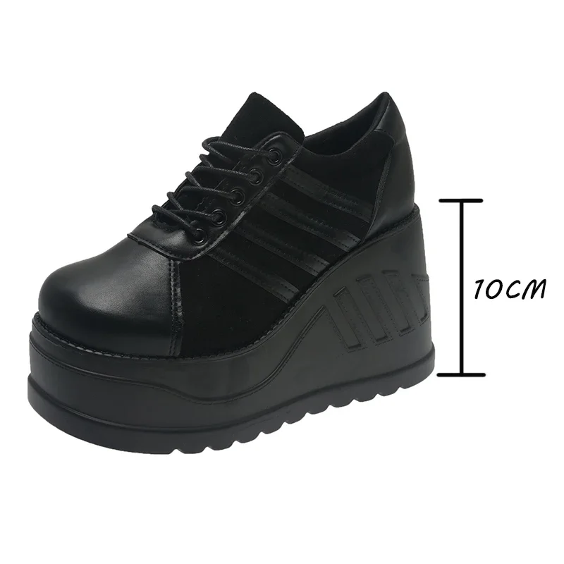 

Big Size 35-43 Women Shoes Black Design Female Goth Platform Shoes Fashion Cosplay Wedges High Heels Womens Pumps Street Sneaker