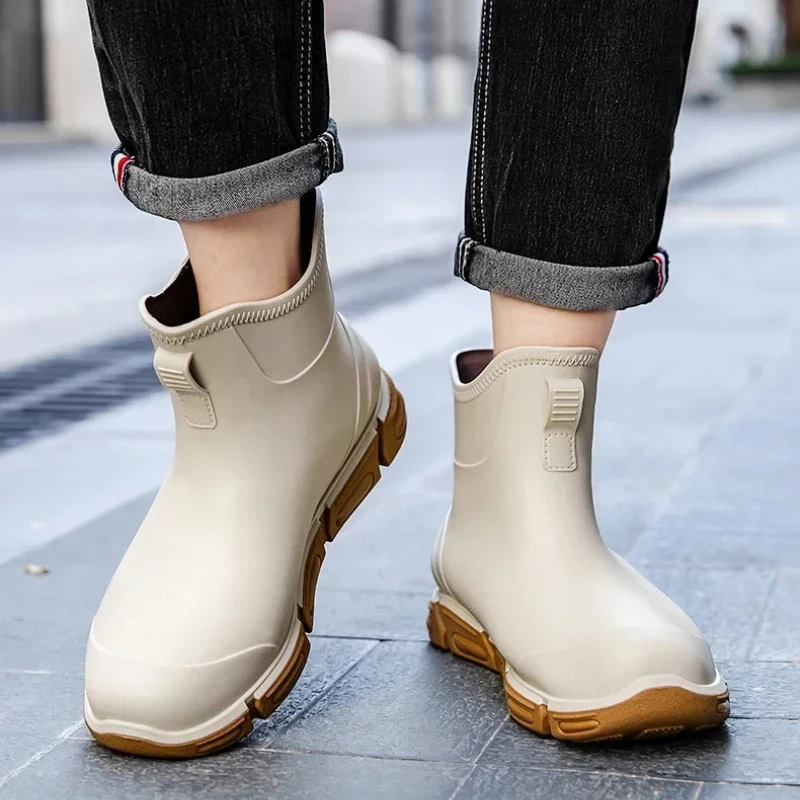 

YUYIN Korean Style Rain Boots Men's Outdoor Functional Shoes Waterproof Slip Resistant Kitchen Construction Site Fishing Shoes