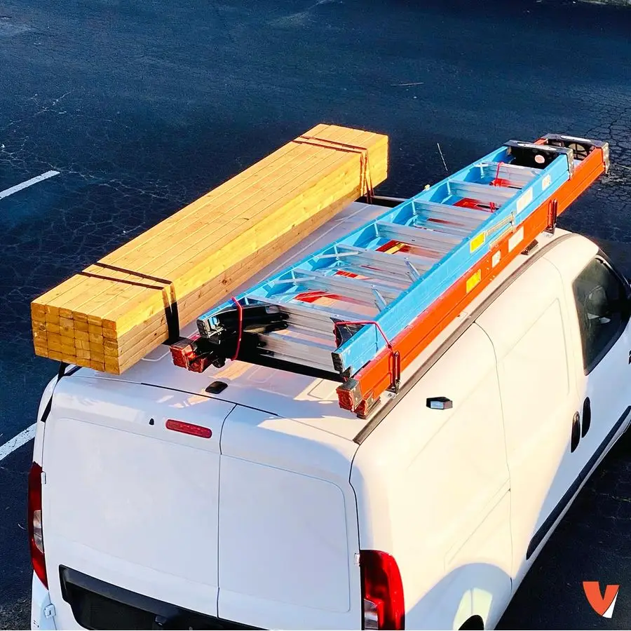 GFY Rack de toit à échelle robuste à 2 barres compatible avec Ram ProMaster City Van noir